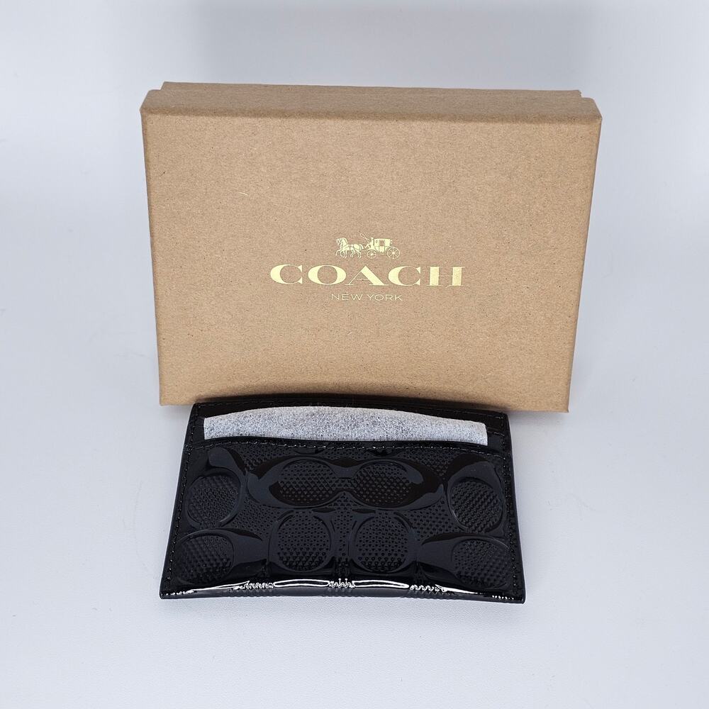 NWT COACH Essential Slim Card Case Wallet Signature Patent Leather w/Gift Box - Picture 6 of 6